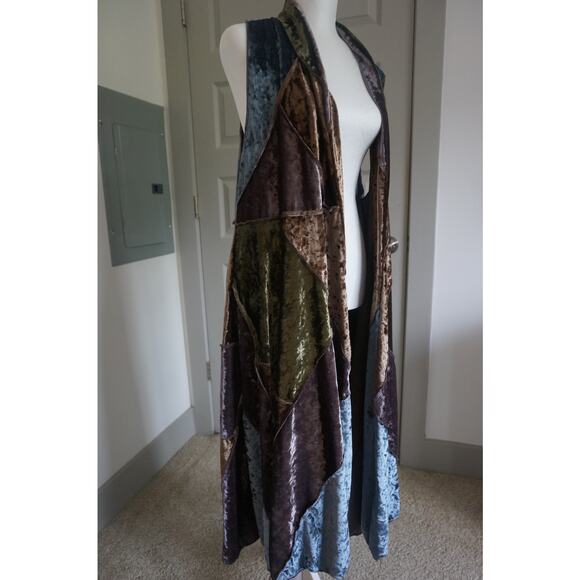 Dor Dor Couture Velvet Patchwork Cardigan Large Vintage 90s Y2K - Picture 1 of 7